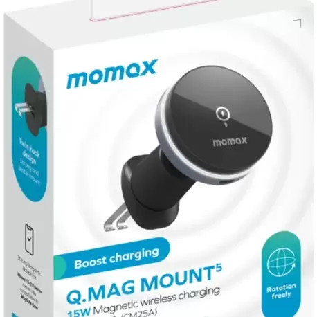 Momax Q.mag Mount 5 15W Magnetic Wireless Şarjlı Araç Telefon Tutucu