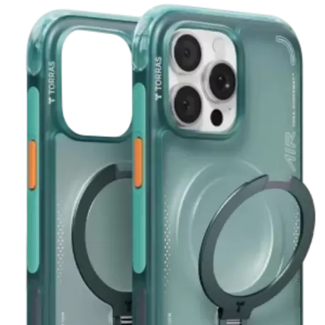 Torras Apple iPhone 16 Pro Max O Stand Spin Air Serisi Magsafe Kılıf - Yeşil-Mavi 6938075666620