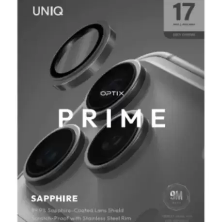 Uniq iPhone 17 Pro / 17 Pro Max Optix Çelik Çerçeveli Sapphire Kamera Lens Koruyucu