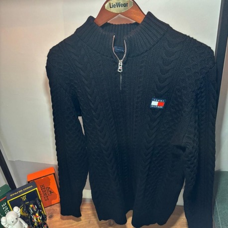 TOMMY HİLFİGER Fermuarlı Triko Kazak Premium