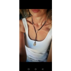 Kadın Özel Tasarım Gold Kaplama Metal El Yapımı Quartz Kolye 