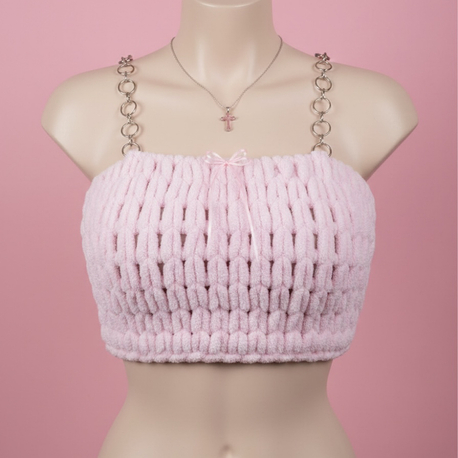 Coquette peluş crop 