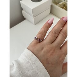 Ayarlanabilir Mor Taşlı Silver Yüzük