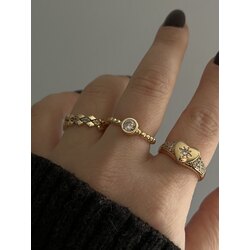 Ayarlanabilir Taşlı Gold Yüzük