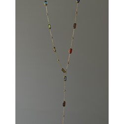 Sallantılı Renkli Taşlı Y Kolye