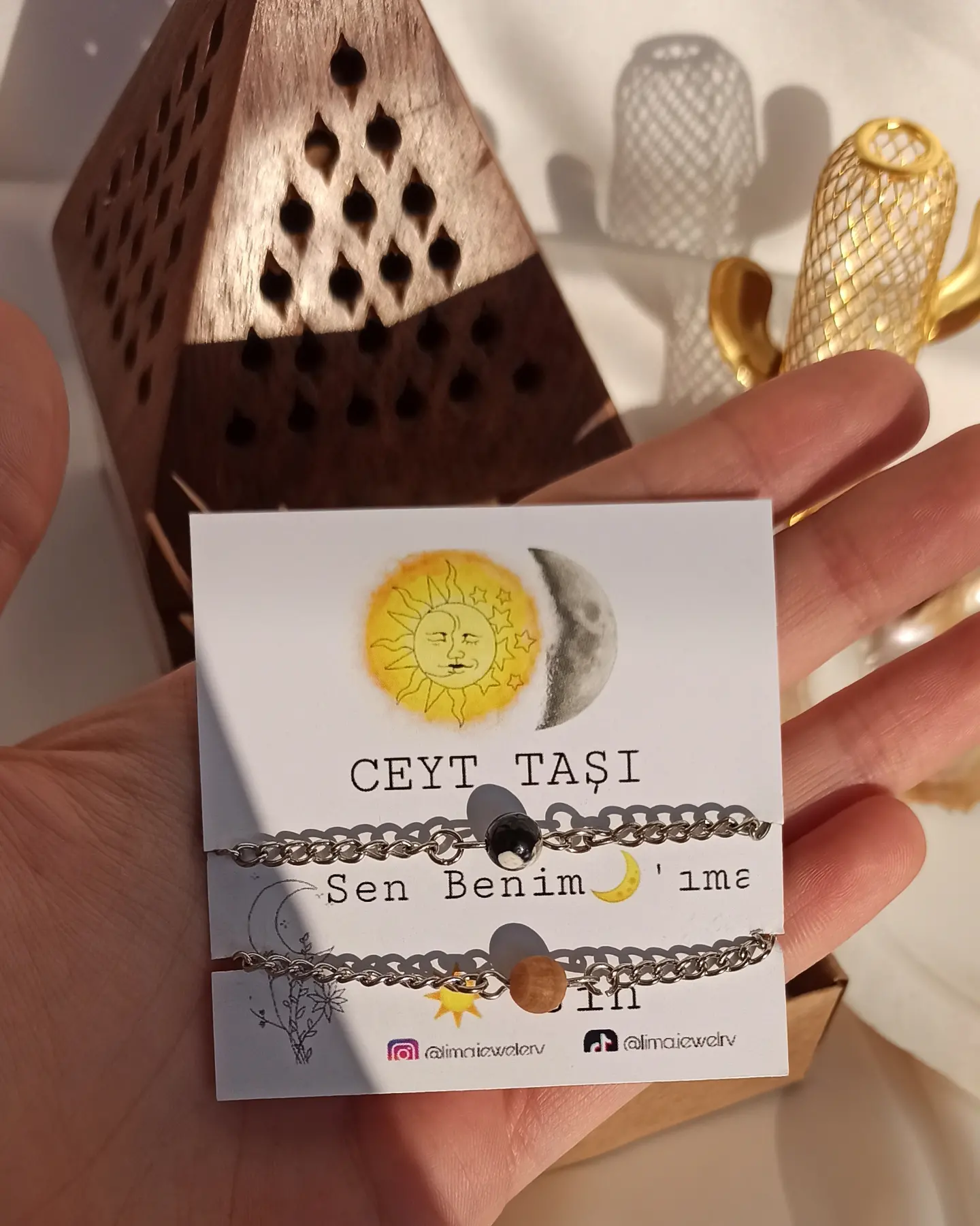 ayıma güneşsin doğal taş sevgili bilekliği 