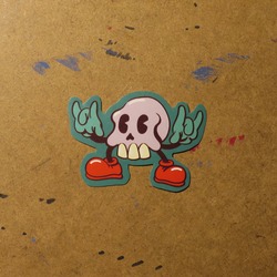  Yeşil Rockçı Kurukafa - Sticker 