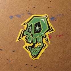 Sarı Dikenli Kurukafa - Sticker
