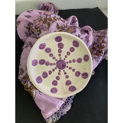 Line Design El yapımı Seramik Tabak Purple Octopus