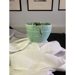 Line Design El yapımı Seramik Saksı Vintage Turquoise
