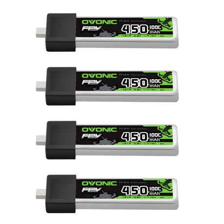 Yakında Stokta OVONIC 1S Lipo Battery 450mAh 1S1P 100C 3.8V LiHV LiPo
