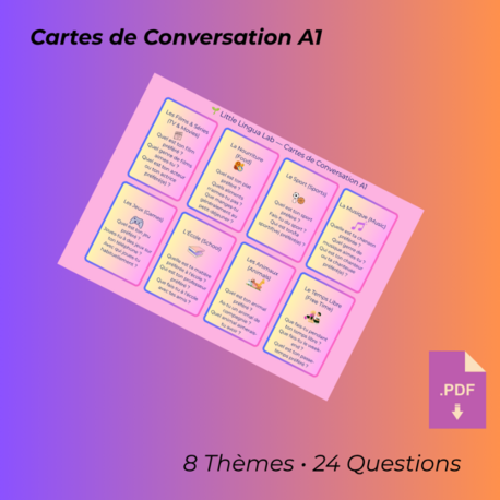 Fransızca A1 Konuşma Kartları - Cartes de Conversation A1 (Dijital PDF)