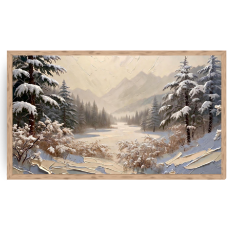 Winter Landscape Frame TV Art - Minimalist Oil Painting Digital Download