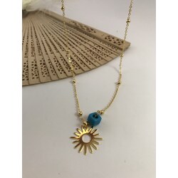 Gold Güneş Figürlü Zincir Kolye