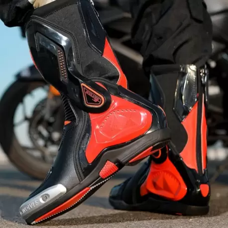Dainese Torque 3 görünüm uzun kaval korumalı A+ kalite BOT Kırmızı Siyah