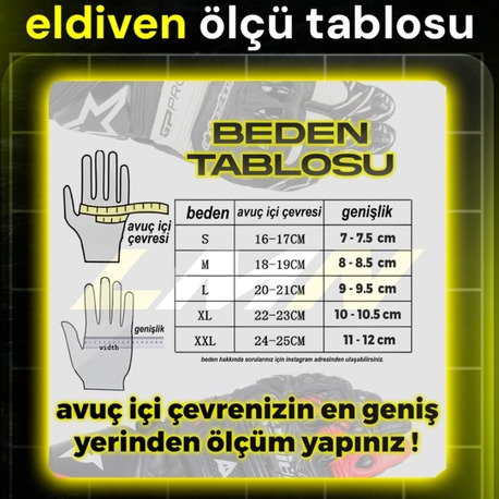 ELDİVEN BEDENİ ÖLÇÜM TABLOSU 