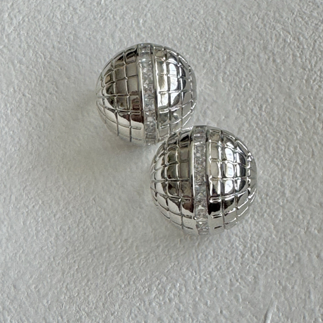 Mer Gümüş Disco Ball Küpe 