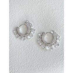 Silver Pullu Halka Küpe