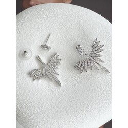 Silver Damla Taş Detay Anka Kuşu Küpe 