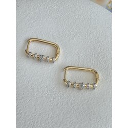 2 Renk Oval Taş Kesit Küpe 