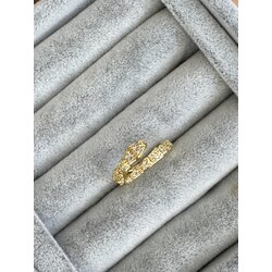 Tek Sıra Full Zirkon Gold Yılan Yüzük 