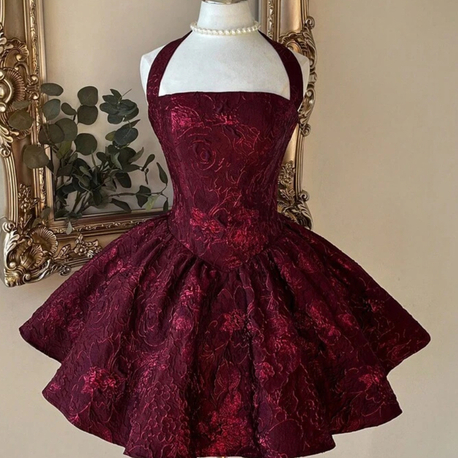 Loveizi Halter Neck Luxor Lolita Elbise - Bordo