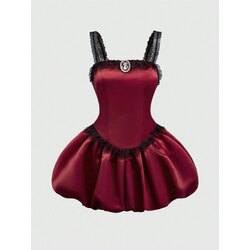 Kawaii Vintage Dantel Askılı Mini Elbise 