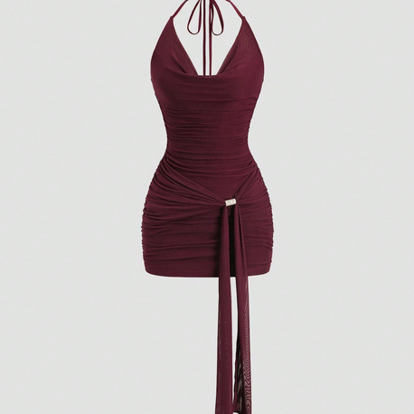 Bordo kısa elbise 