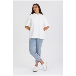 Pamuklu Sweatshirt Kumaştan Oversize Unisex T-shirt 