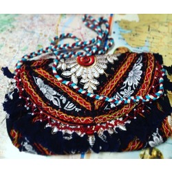 Boho Siyah Clutch/ Omuz Çantası