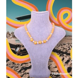 Orange Spring Flowers Necklace 