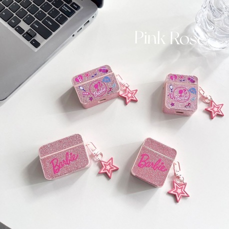 Parlak pembe Barbie uyumlu AirPods Pro2 kılıfı