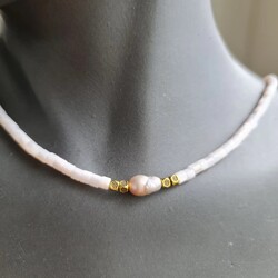 Sedefli İncili Minimal Kolye