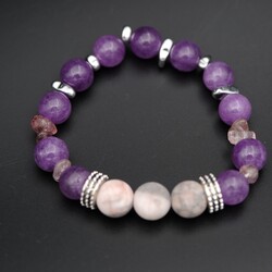 Picture Jasper, Ametist ve Pembe Kuvars Bileklik