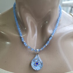 Mavi cam murano kolye 