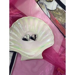 Pirinç Silver kırık kalp detay küpe 
