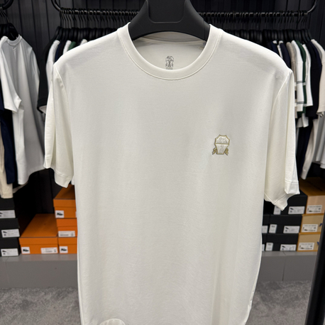 İthal Brunello Cucinelli T-shirt Kırışmayan Kumaş (9462-Beyaz)