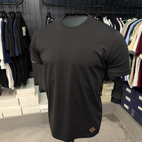 İthal Lora Piana T-shirt Kırışmayan Kumaş (9444-Siyah)