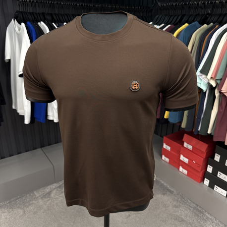 İthal Hermes T-shirt Kırışmayan Kumaş (15054-Kahverengi)