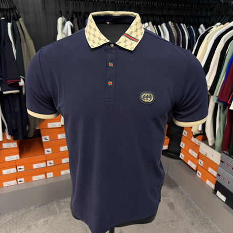 İthal Gucci Polo Yaka  Kırışmayan Kumaş (10074-Lacivert)