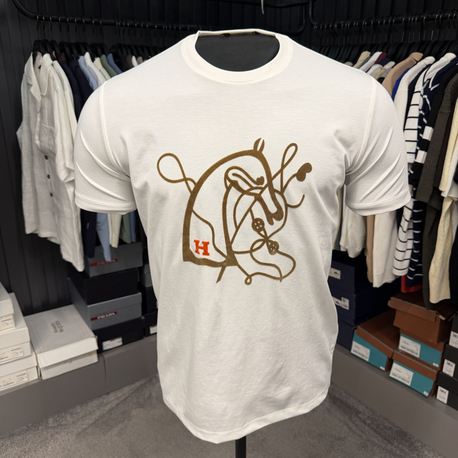 İthal Hermes T-shirt Kırışmayan Kumaş (9448-Beyaz)