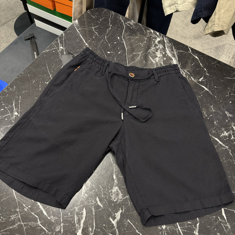 İthal Zegna Ham Keten Şort (6141-Koyu Lacivert)