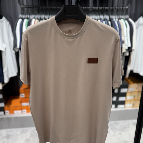 İthal Brunello Cucınelli T-shirt Kırışmayan Kumaş (9450-Vizon)