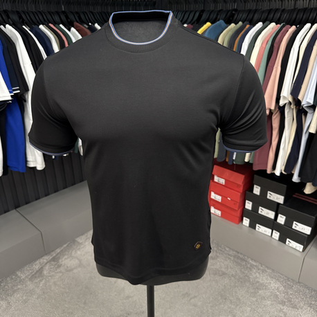 İthal Loro Piano T-shirt Kırışmayan Kumaş (0116-Siyah)