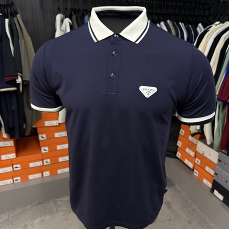 İthal Prada Polo Yaka Kırışmayan Kumaş (10088-Lacivert)