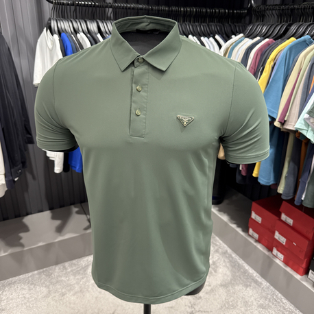 İthal Prada Polo Yaka  Kırışmayan Kumaş (10072-Çağla Yeşili)