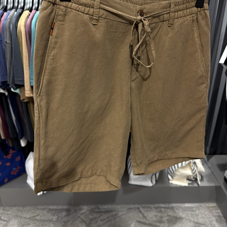 İthal Zegna Ham Keten Şort (6141-Vizon)