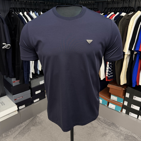 İthal Prada T-shirt Kırışmayan Kumaş (9434-Lacivert)