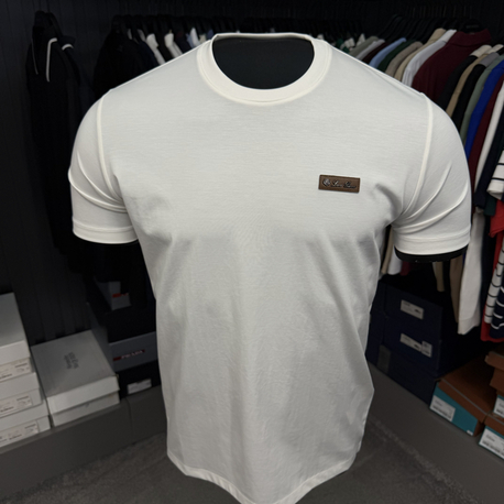 İthal Lora Piana T-shirt Kırışmayan Kumaş (9431-Beyaz)