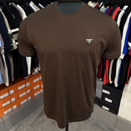 İthal Prada T-shirt Kırışmayan Kumaş (9460-Kahve )